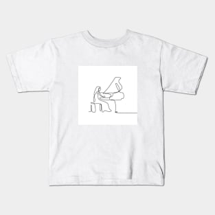 One line pianist drawing Kids T-Shirt